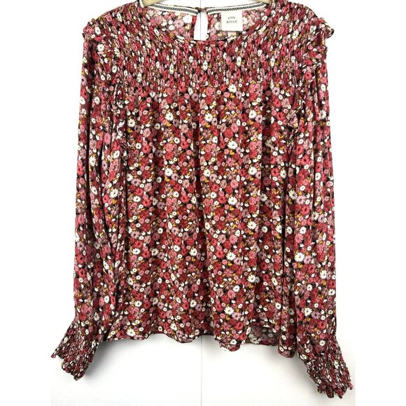 Knox Tops - Knox Rose Women's Top XL Floral Prairie Cottagecore Long Sleeves Ruching Ruffle
